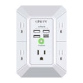 Wall Charger, Surge Protector, QINLIANF 5 Outlet Extender with 4 USB Charging Ports, 3-Sided 1680J Power Strip Multi Plug Adapter Spaced for Home Travel Office