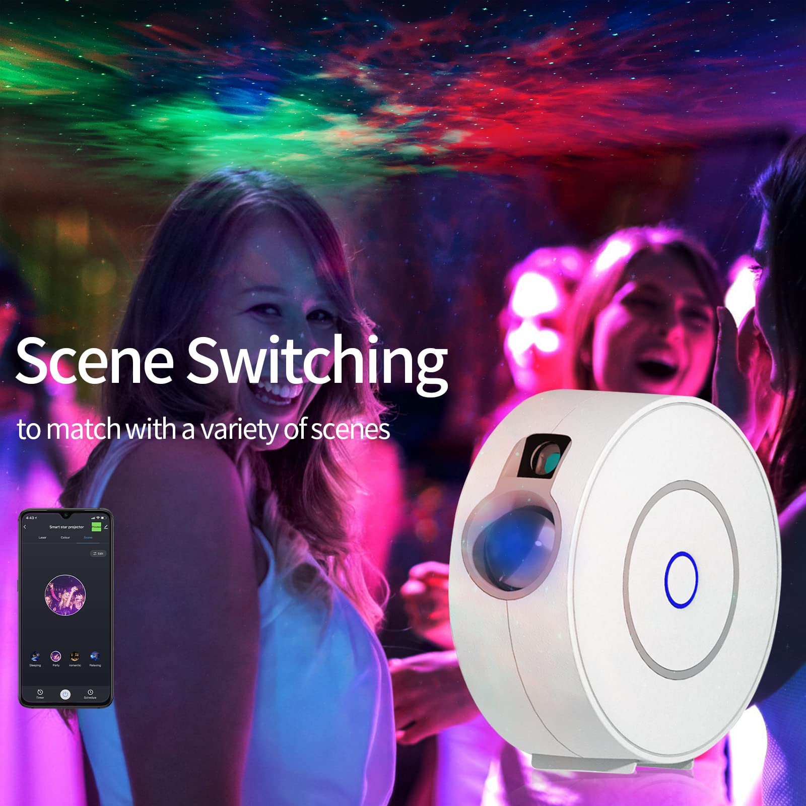 CHIGIH Smart Galaxy Projector, LED Starry Sky Night Light Star Projector, Nebula Ceiling Night Light App & Voice Controlled Northern Lights Projector for Room Bedroom Parties Decor Birthday Gifts